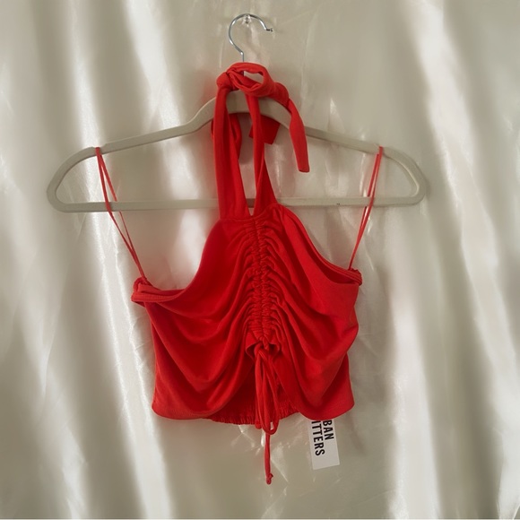 Urban Outfitters orange scrunch halter top crop top new with tags women’s medium - Picture 3 of 9